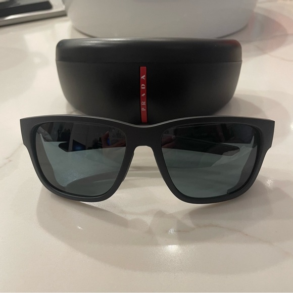 Prada Linea Rossa Sunglasses PS 07WS DG009R Black with Blue Lenses - Picture 2 of 13